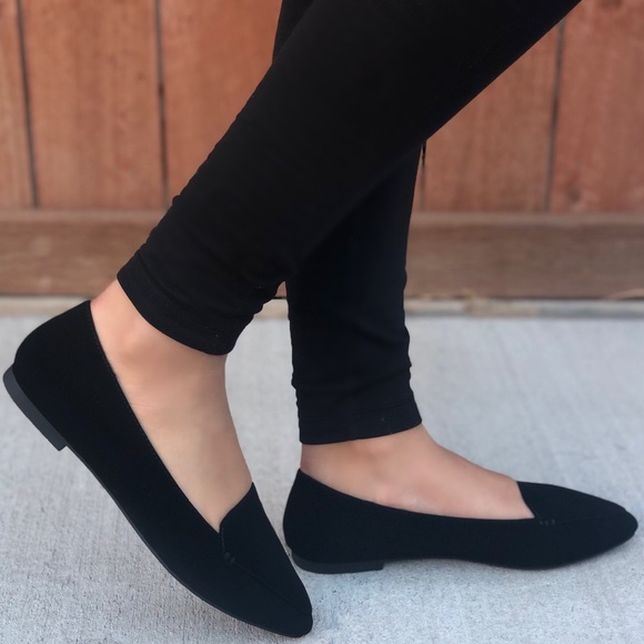 Black Pointed Toe Loafers Flats - Picture 2 of 10